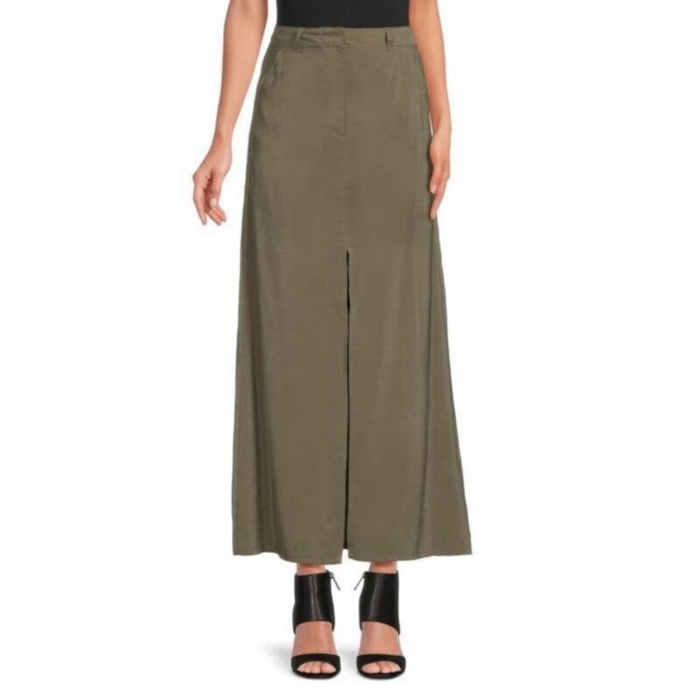 NEW Max Studio sage green maxi skirt with slit in the front